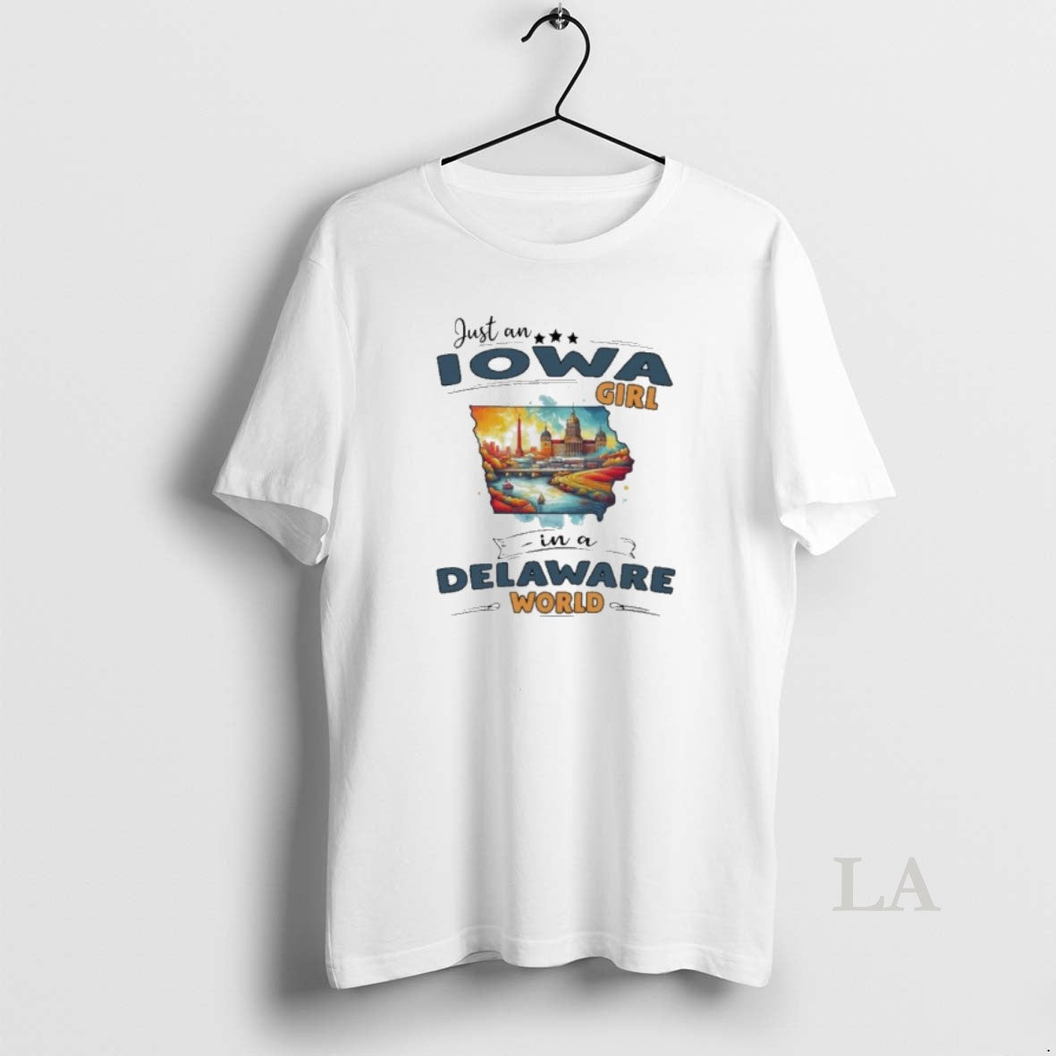 Original Just An Iowa Girl In A Delaware World Retro - Adult & Kids T-Shirts, Sweatshirts & Hoodies apparel design preview 1