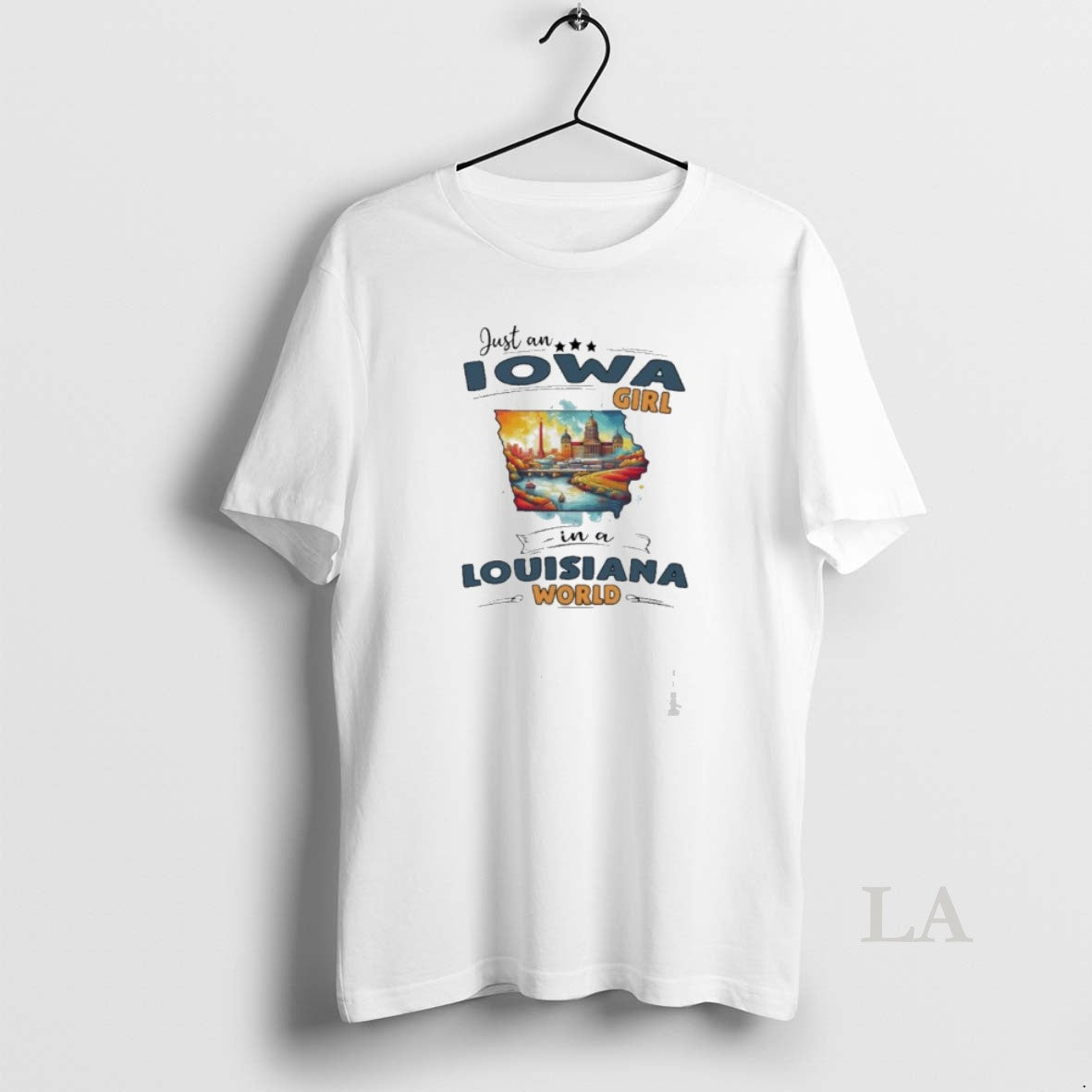 Original Just An Iowa Girl In A Louisiana World Retro - Adult & Kids T-Shirts, Sweatshirts & Hoodies apparel design preview 1