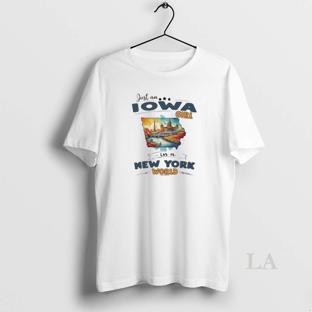 Original Just An Iowa Girl In A New York World Retro - Adult & Kids T-Shirts, Sweatshirts & Hoodies apparel design preview 1