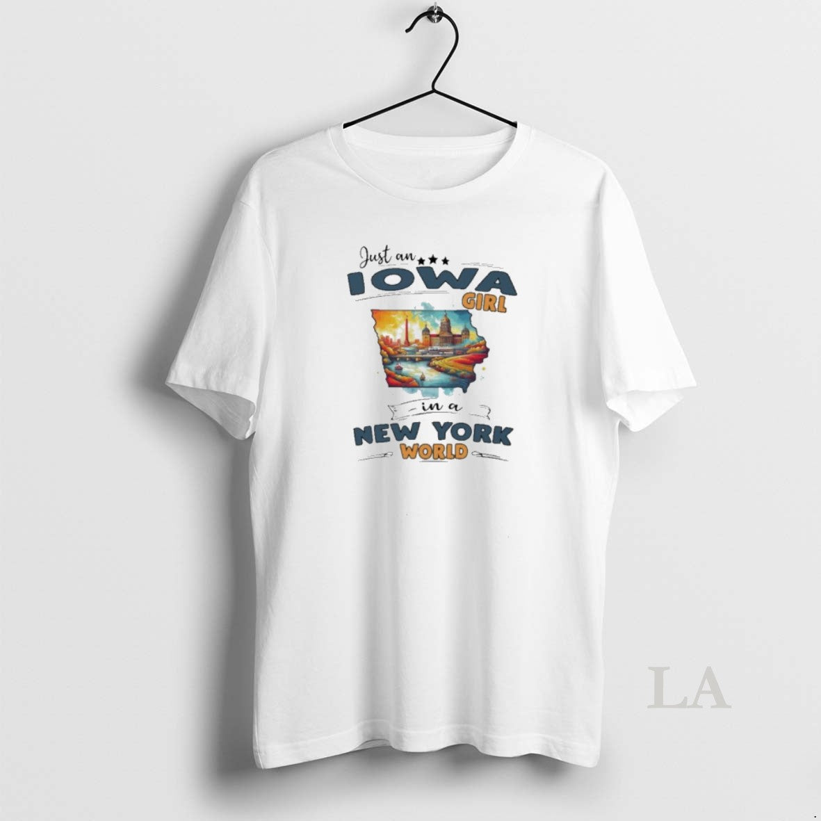Original Just An Iowa Girl In A New York World Retro - Adult & Kids T-Shirts, Sweatshirts & Hoodies apparel design preview 1