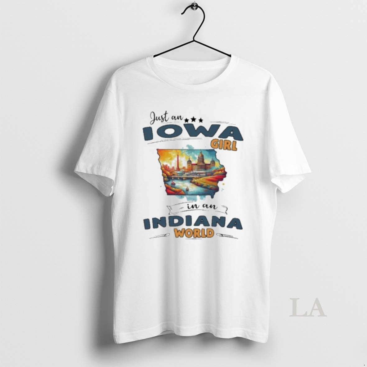 Original Just An Iowa Girl In Indiana World Retro - Adult & Kids T-Shirts, Sweatshirts & Hoodies apparel design preview 1