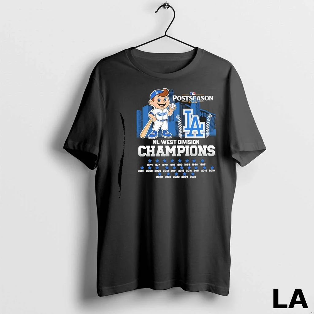 Original Los Angeles Dodgers 2025 Nl West Division - Adult & Kids T-Shirts, Sweatshirts & Hoodies apparel design preview 1