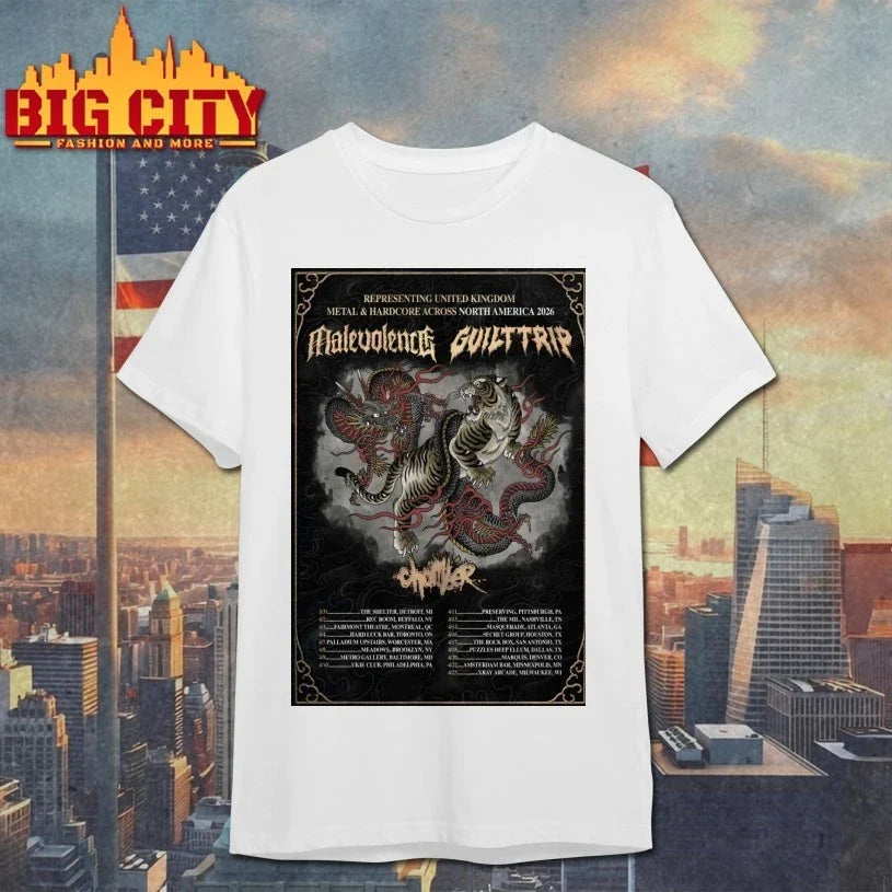 Original Malevolence And Guilttrip North America 2026 - Adult & Kids T-Shirts, Sweatshirts & Hoodies apparel design preview 1