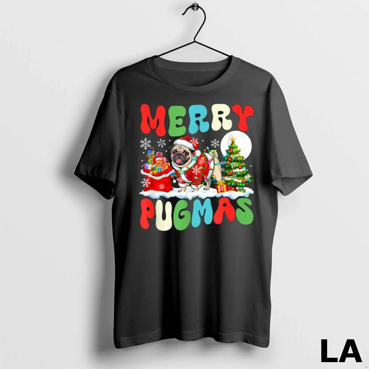 Original Merry Pugmas Christmas Santa Pug Colorful - Adult & Kids T-Shirts, Sweatshirts & Hoodies apparel design preview 1