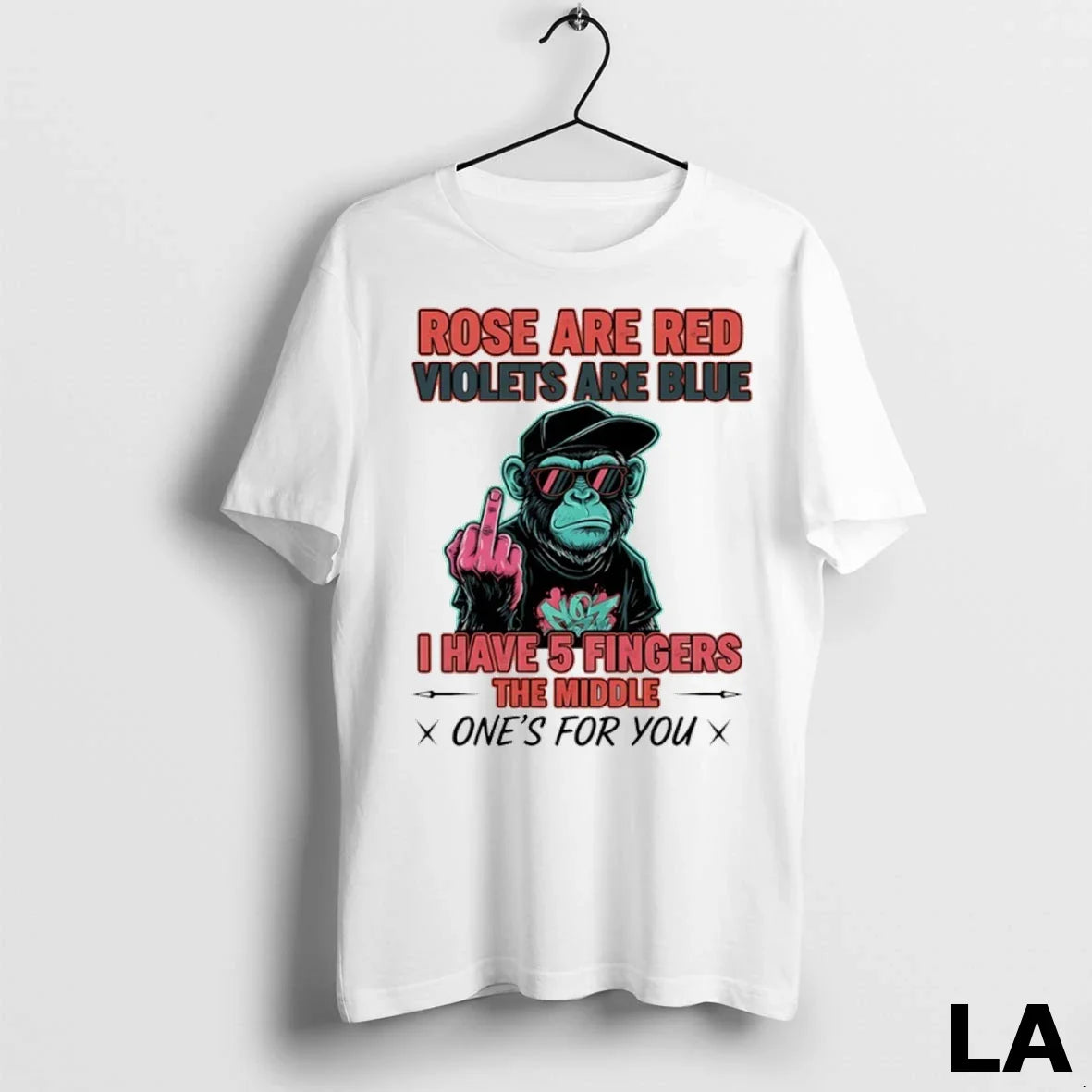 Original Monkey Rose Are Red Violets Blue I Have 5 - Adult & Kids T-Shirts, Sweatshirts & Hoodies apparel design preview 1