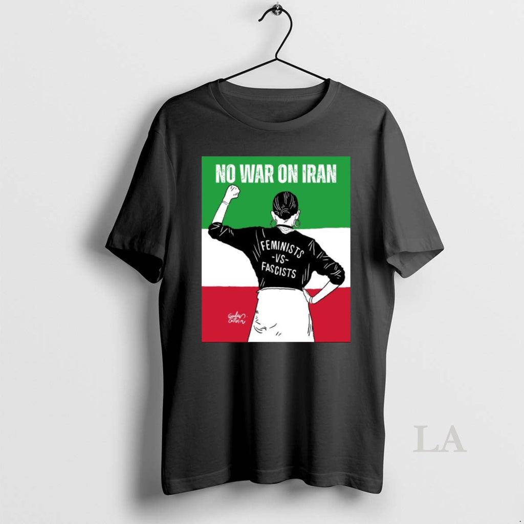 Original No War On Iran Feminists Vs Fascists Flag - Adult & Kids T-Shirts, Sweatshirts & Hoodies apparel design preview 1