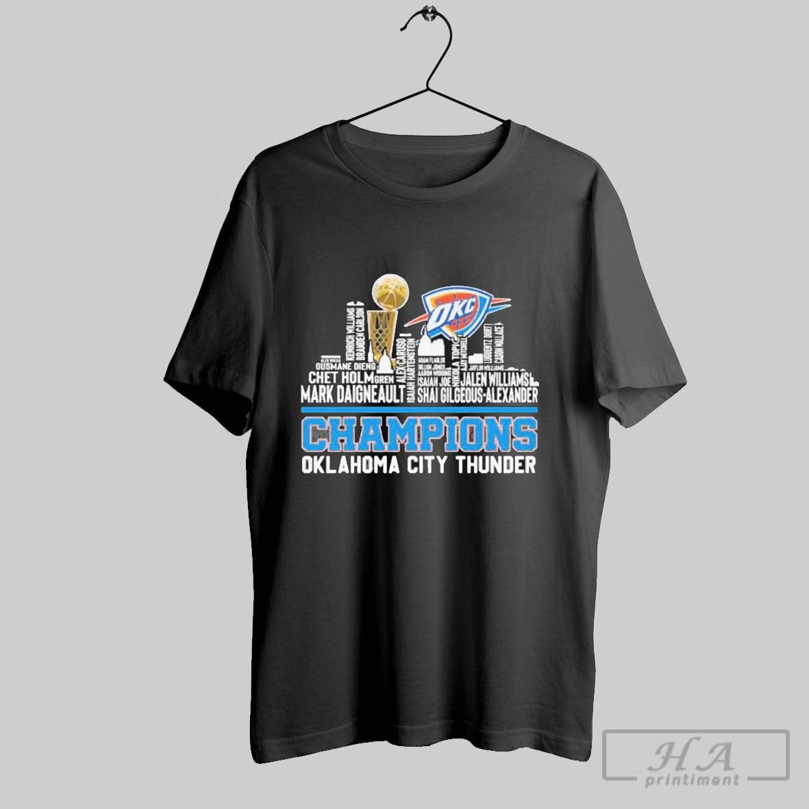 Original Oklahoma City Thunder Players Names Skyline - Adult & Kids T-Shirts, Sweatshirts & Hoodies apparel design preview 1