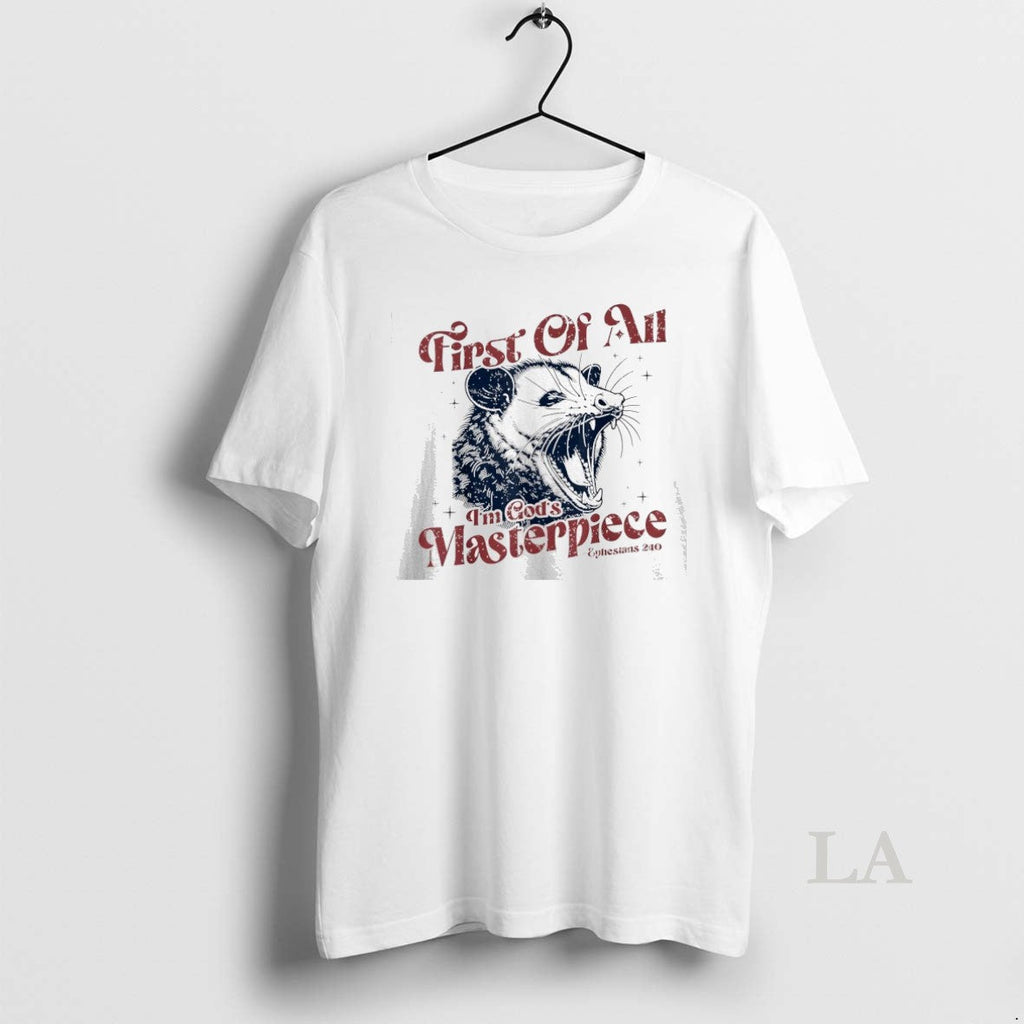 Original Opossum First Of All Im Gods Masterpiece - Adult & Kids T-Shirts, Sweatshirts & Hoodies apparel design preview 1