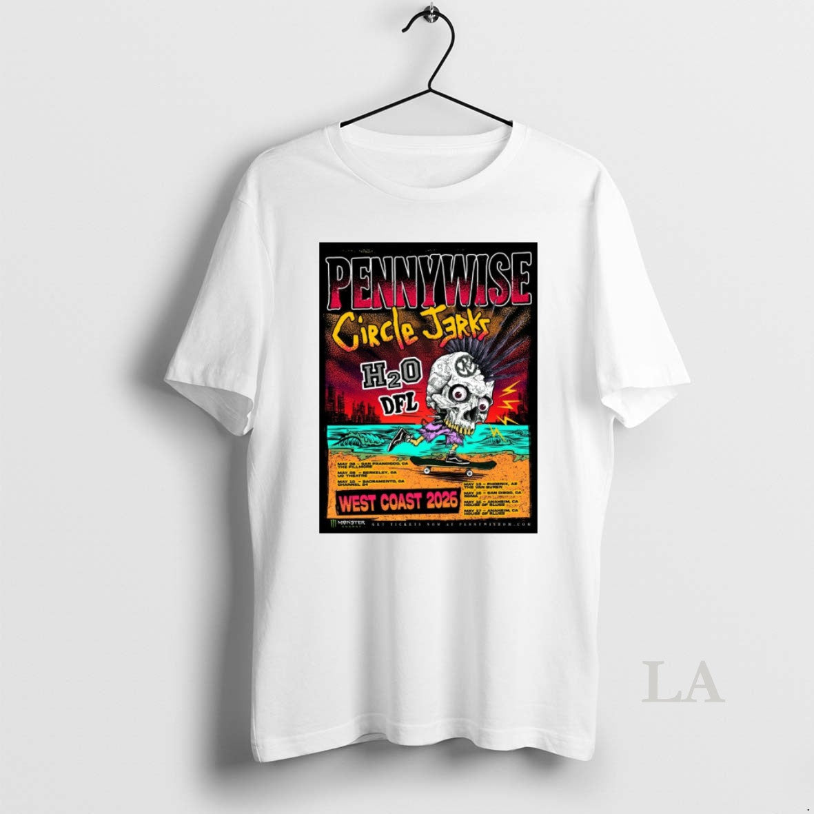 Original Pennywise With Circle Jerks H20 And Dfl West - Adult & Kids T-Shirts, Sweatshirts & Hoodies apparel design preview 1
