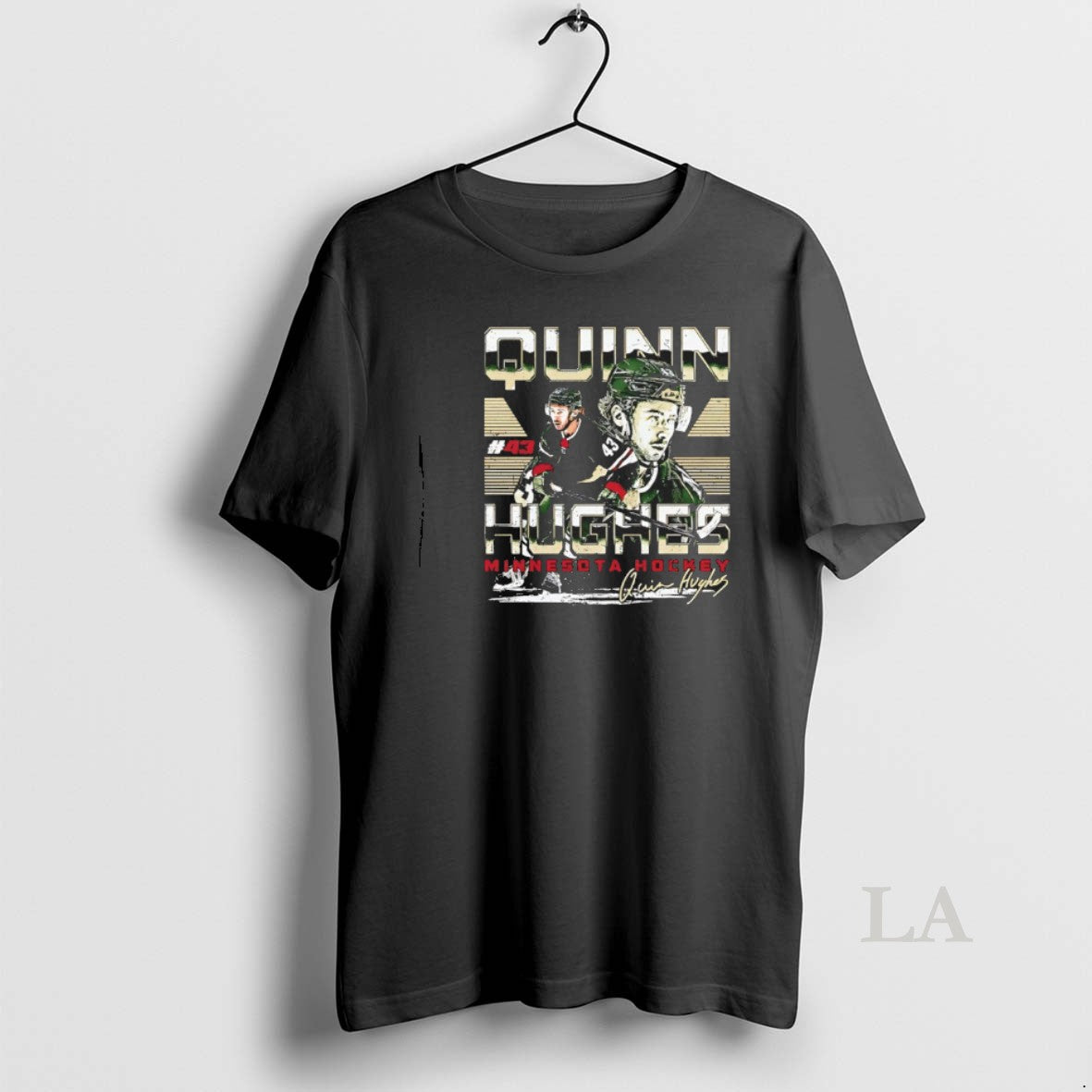 Original Quinn Hughes 43 Minnesota Hockey Dual - Adult & Kids T-Shirts, Sweatshirts & Hoodies apparel design preview 1