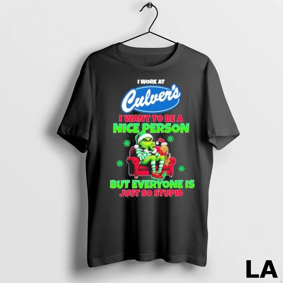 Original Santa Grinch I Work At Culvers Logo Want To - Adult & Kids T-Shirts, Sweatshirts & Hoodies apparel design preview 1