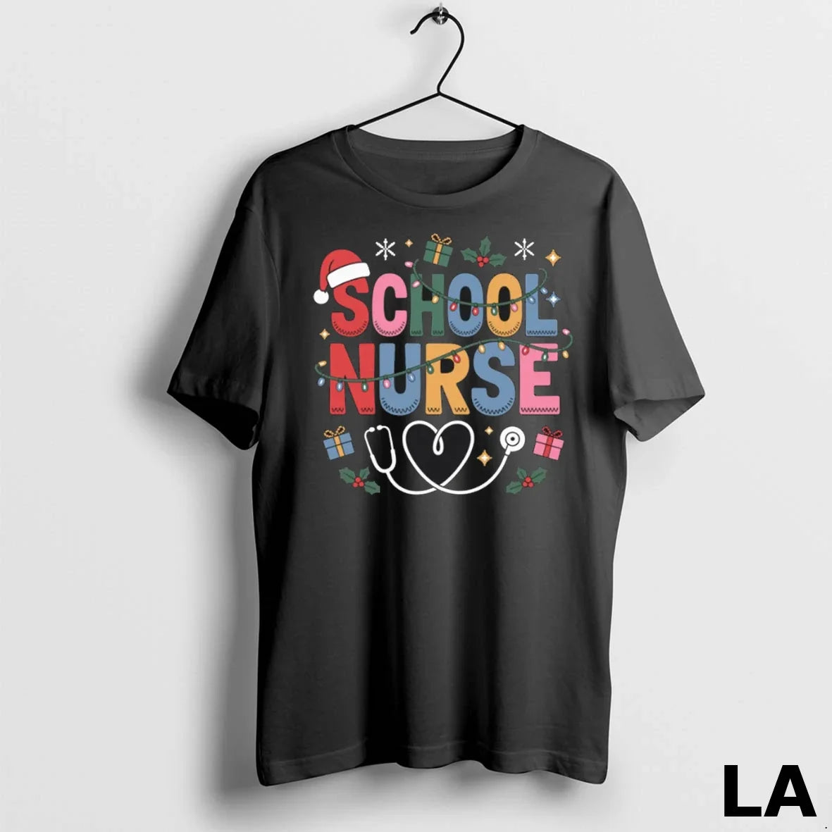 Original School Nurse Christmas Santa Cap Nursing - Adult & Kids T-Shirts, Sweatshirts & Hoodies apparel design preview 1