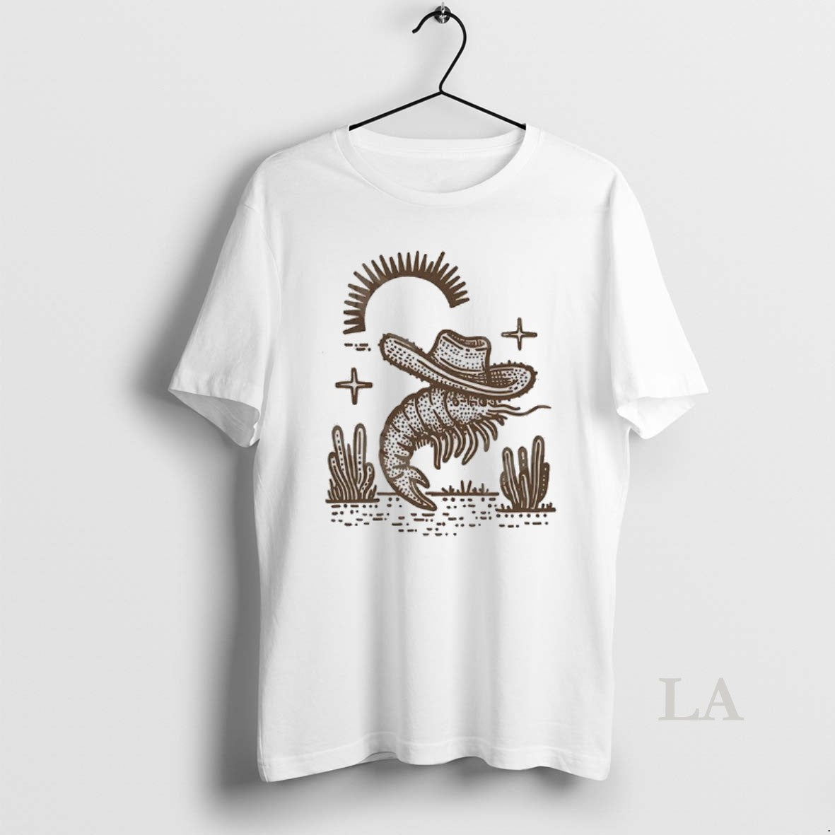 Original Shrimp Cowboy In Desert Funny - Adult & Kids T-Shirts, Sweatshirts & Hoodies apparel design preview 1