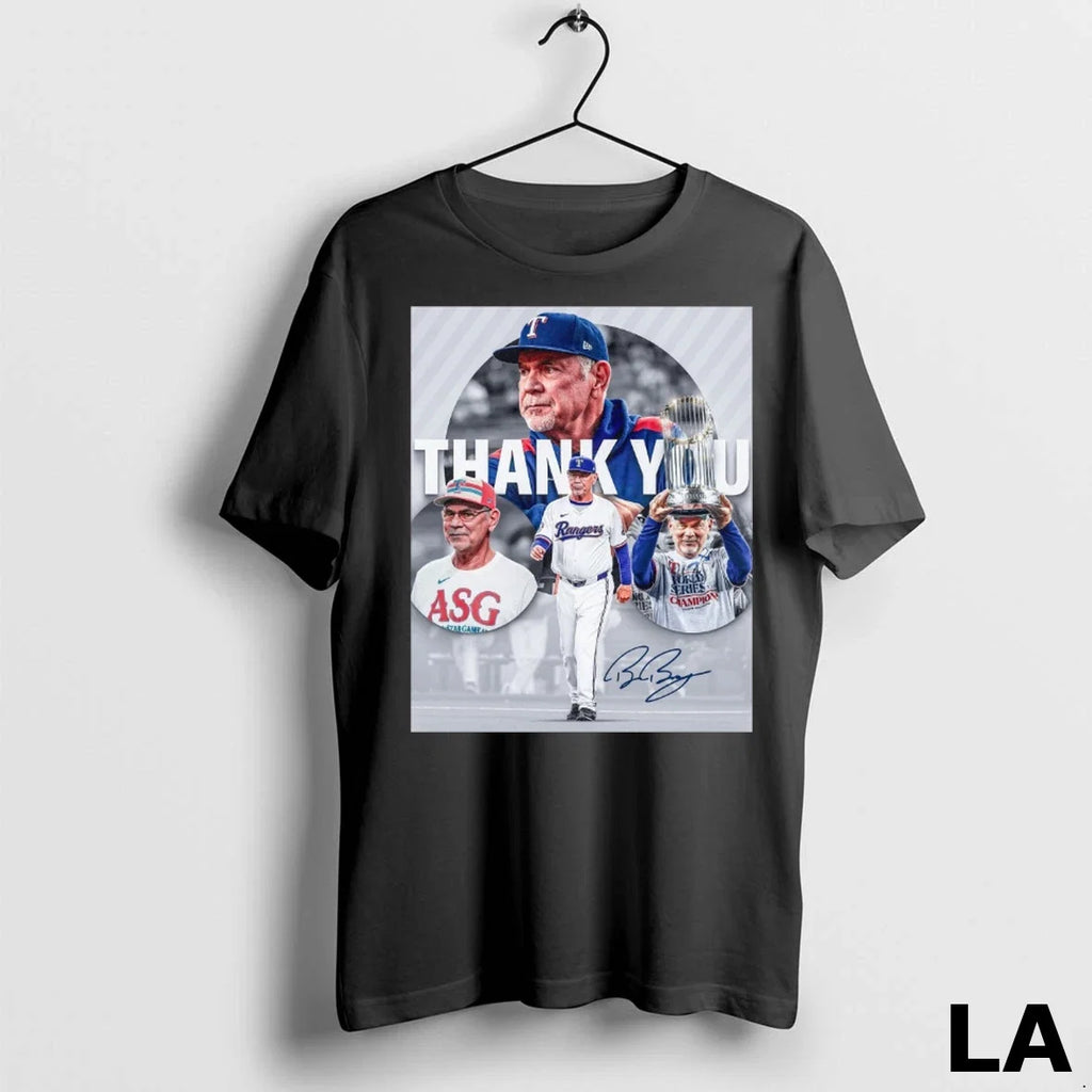 Original Texas Rangers Thank You Bruce Bochy - Adult & Kids T-Shirts, Sweatshirts & Hoodies apparel design preview 1