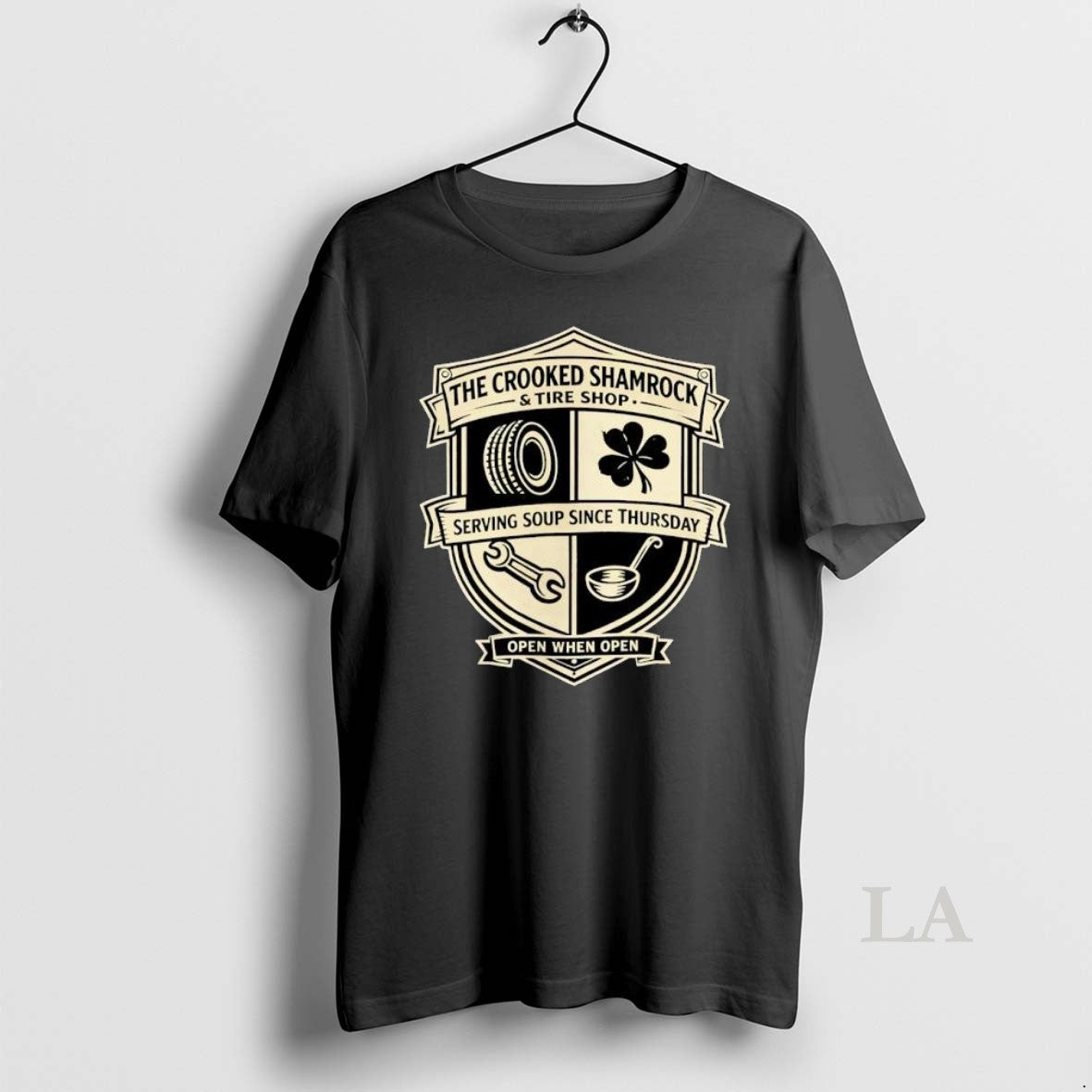Original The Crooked Shamrock Tire Shop Serving Soup - Adult & Kids T-Shirts, Sweatshirts & Hoodies apparel design preview 1