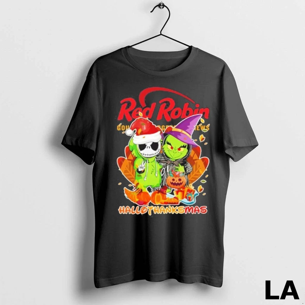 Original The Grinch And Santa Jack Red Robin Logo - Adult & Kids T-Shirts, Sweatshirts & Hoodies apparel design preview 1