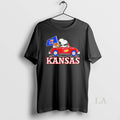 Original The Peanuts X Kansas Basketball Driving Car - Adult & Kids T-Shirts, Sweatshirts & Hoodies apparel design preview 1