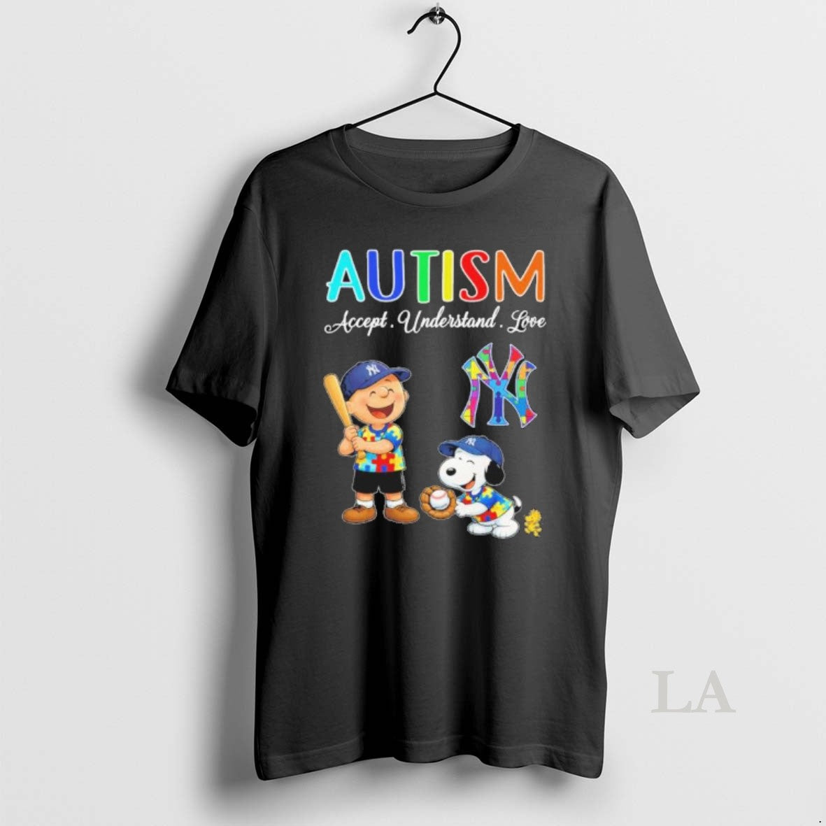 Original The Peanuts X New York Yankees Autism Accept - Adult & Kids T-Shirts, Sweatshirts & Hoodies apparel design preview 1
