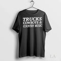Original Trucks Cowboys And Country Music - Adult & Kids T-Shirts, Sweatshirts & Hoodies apparel design preview 1