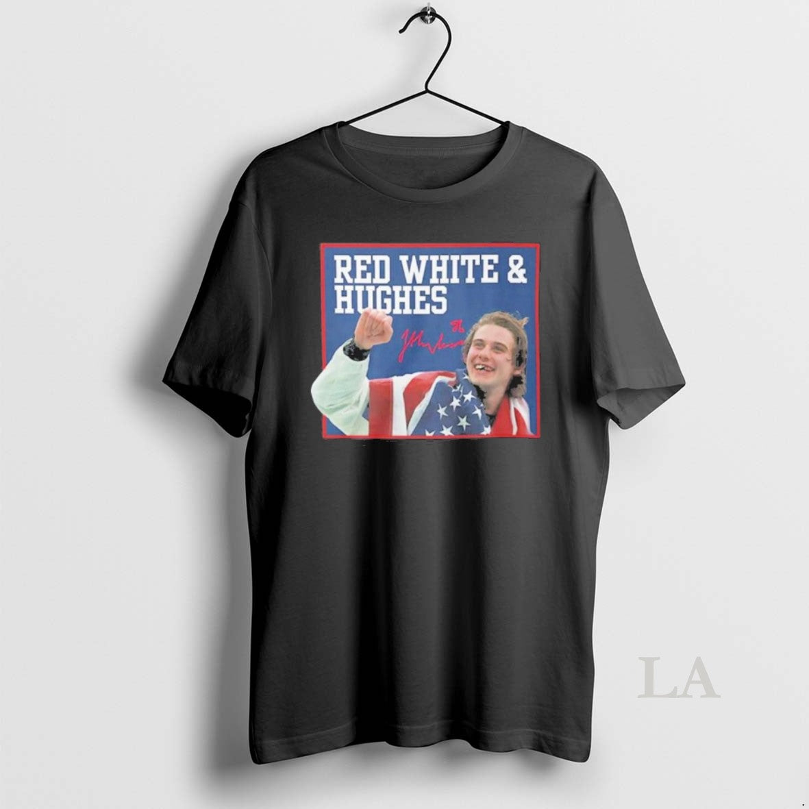 Original Usa Hockey Red White And Hughes World Champs - Adult & Kids T-Shirts, Sweatshirts & Hoodies apparel design preview 1