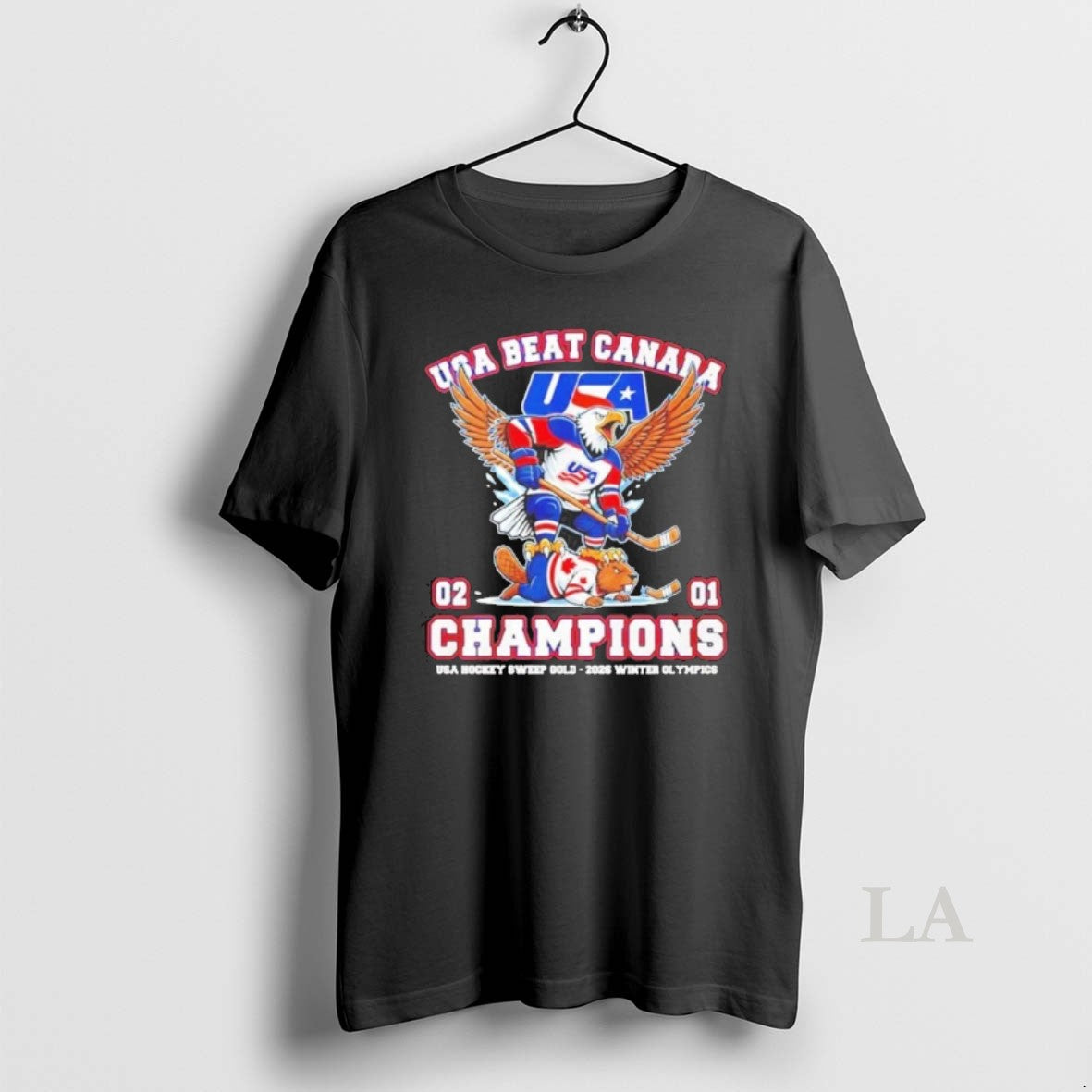 Original Usa Beat Canada 2 1 Champions Hockey Sweep - Adult & Kids T-Shirts, Sweatshirts & Hoodies apparel design preview 1