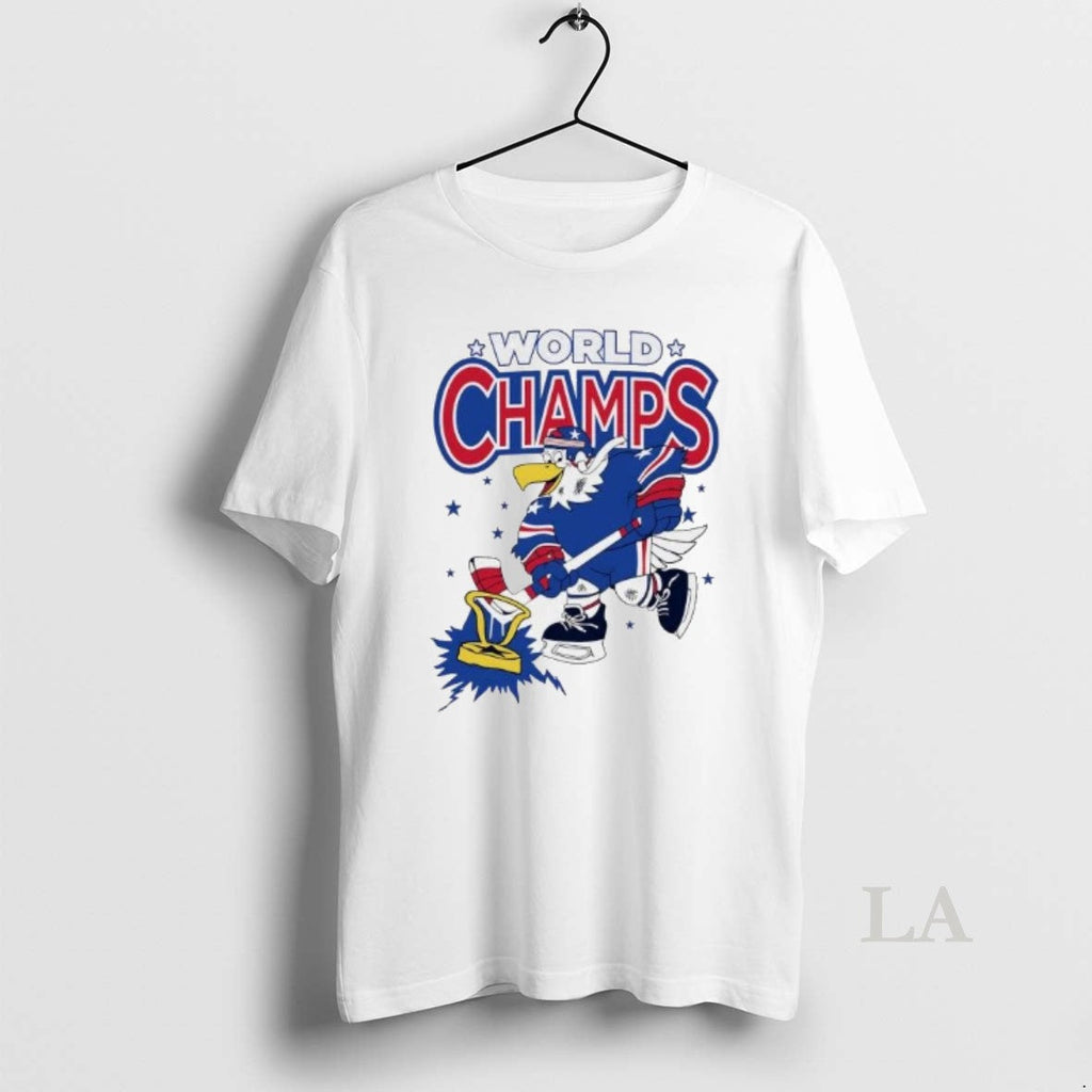Original Usa Hockey World Champs Eagle Mascot - Adult & Kids T-Shirts, Sweatshirts & Hoodies apparel design preview 1