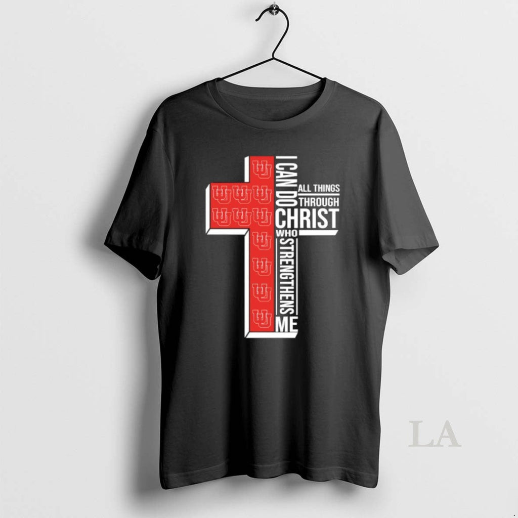 Original Utah Utes Football Cross I Can Do All Things - Adult & Kids T-Shirts, Sweatshirts & Hoodies apparel design preview 1