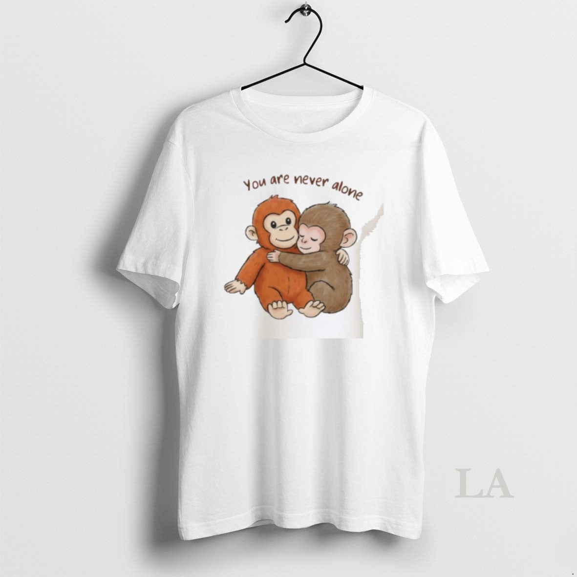 Original Viral Punch Monkey You Are Never Alone - Adult & Kids T-Shirts, Sweatshirts & Hoodies apparel design preview 1