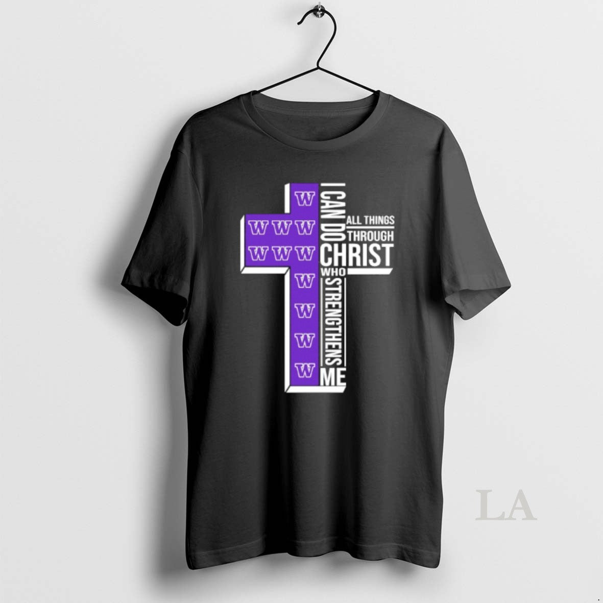 Original Washington Huskies Cross I Can Do All Things - Adult & Kids T-Shirts, Sweatshirts & Hoodies apparel design preview 1