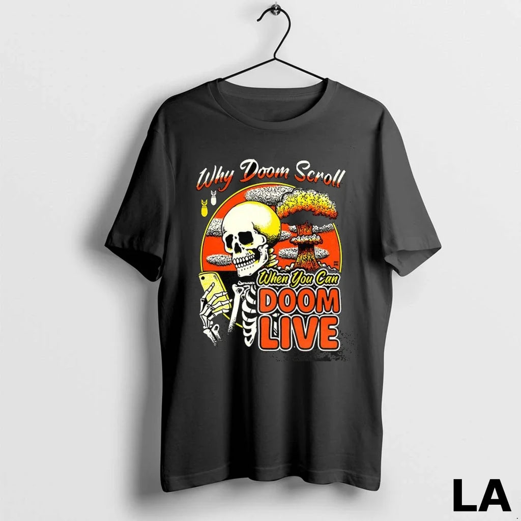 Original Why Doom Scroll When You Can Live Skeleton - Adult & Kids T-Shirts, Sweatshirts & Hoodies apparel design preview 1