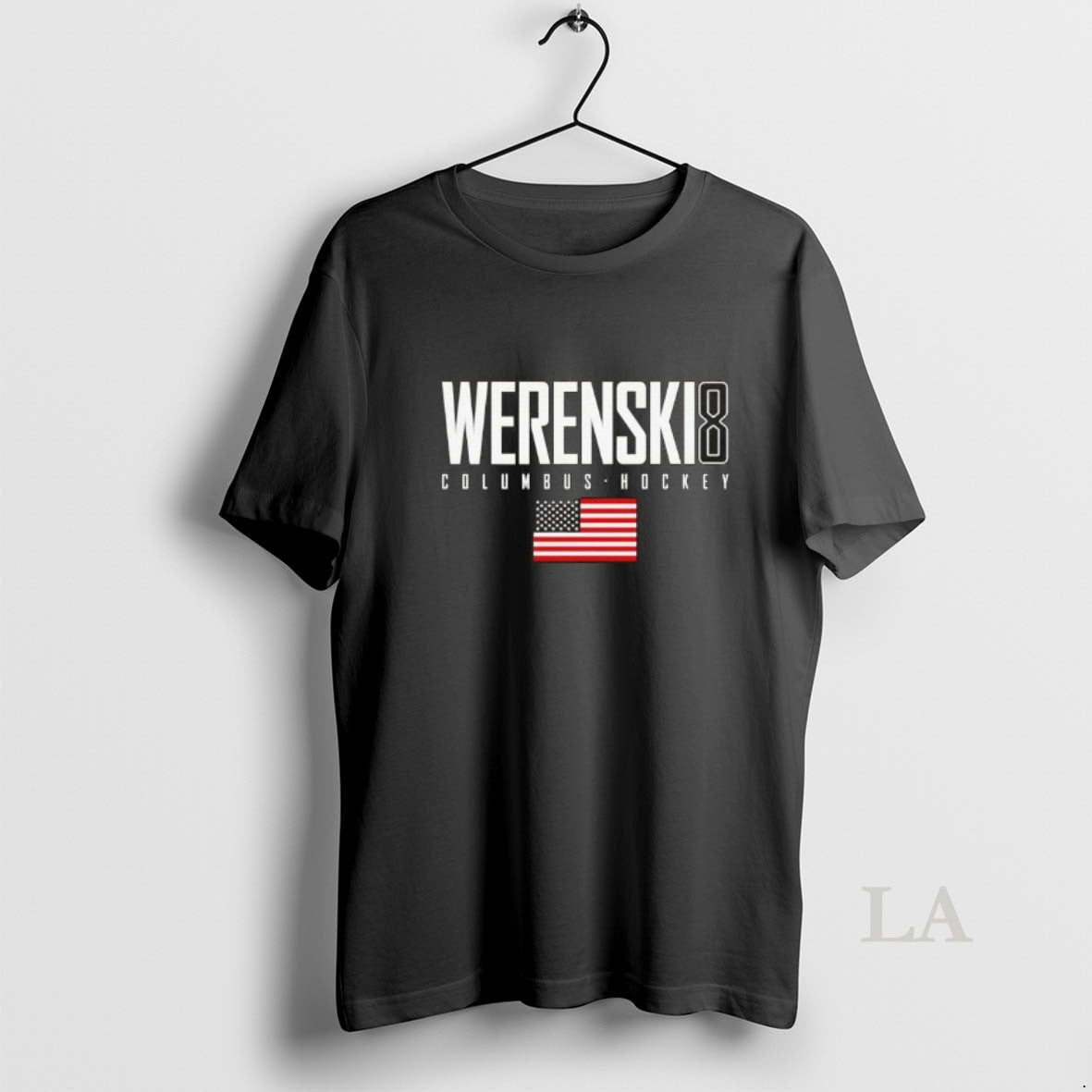 Original Zach Werenski Columbus 8 Usa Flag Elite - Adult & Kids T-Shirts, Sweatshirts & Hoodies apparel design preview 1