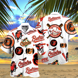Orioles Pattern Logo Mascot Hawaiian - Adult & Kids T-Shirts, Sweatshirts & Hoodies apparel design preview 1