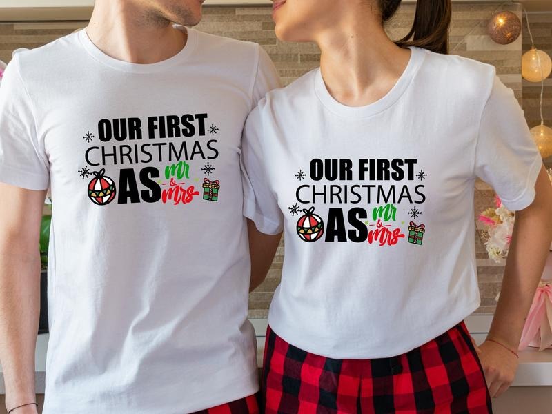 Our First As MR MRS Matching Couples New Married X - Adult & Kids T-Shirts, Sweatshirts & Hoodies apparel design preview 1