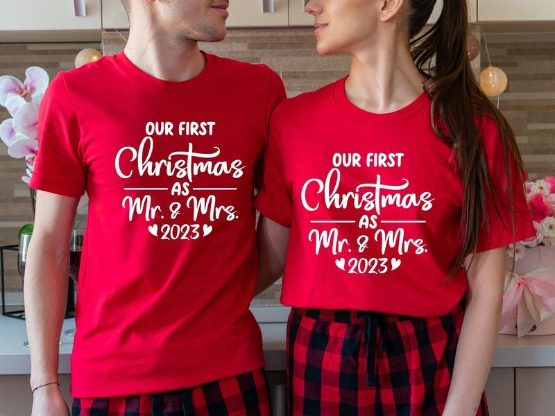 Our First As Mr Mrs 2023 Matching Couples Newly - Adult & Kids T-Shirts, Sweatshirts & Hoodies apparel design preview 1