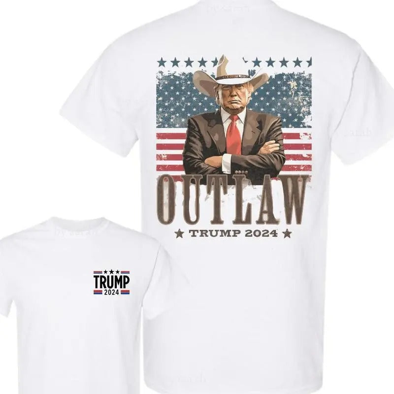 Outlaw Presiident Trump Cowboy 2024 Election Western - Adult & Kids T-Shirts, Sweatshirts & Hoodies apparel design preview 1