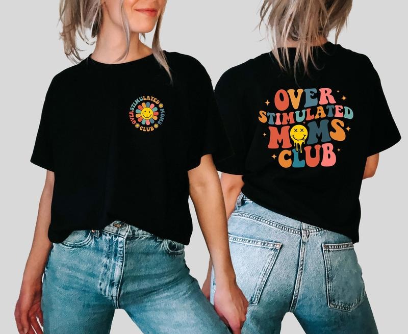 Over Stimulated Moms Club Retro Mom - Adult & Kids T-Shirts, Sweatshirts & Hoodies apparel design preview 1