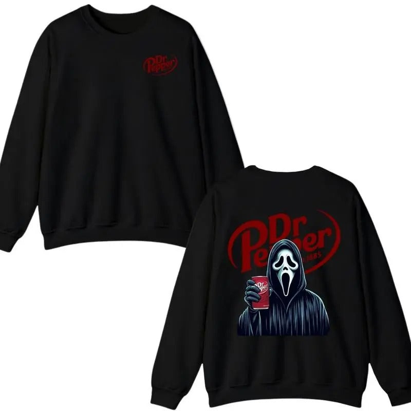 Dr Pepper Ghost Face Halloween 2 Sided - Adult & Kids T-Shirts, Sweatshirts & Hoodies apparel design preview 1