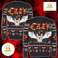 Ozzy Osbourne Bat Design Multicolor Ugly Christmas Sweater - Holiday Gift product image