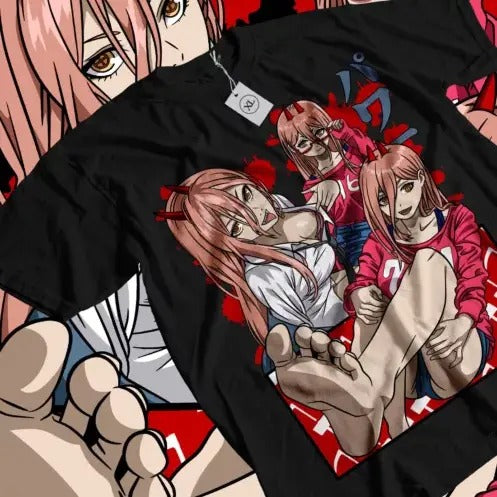 POWER Chainsaw Man Makima Denji Anime Manga Waifu - Adult & Kids T-Shirts, Sweatshirts & Hoodies apparel design preview 1