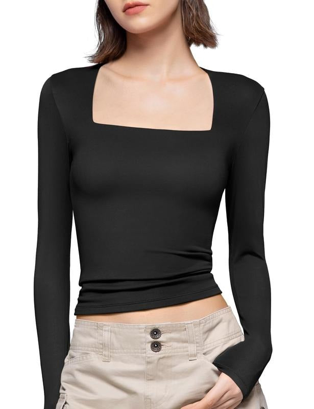 PUMIEY Square Neck Slim Fit Tops Basic Fabric - Adult & Kids T-Shirts, Sweatshirts & Hoodies apparel design preview 1