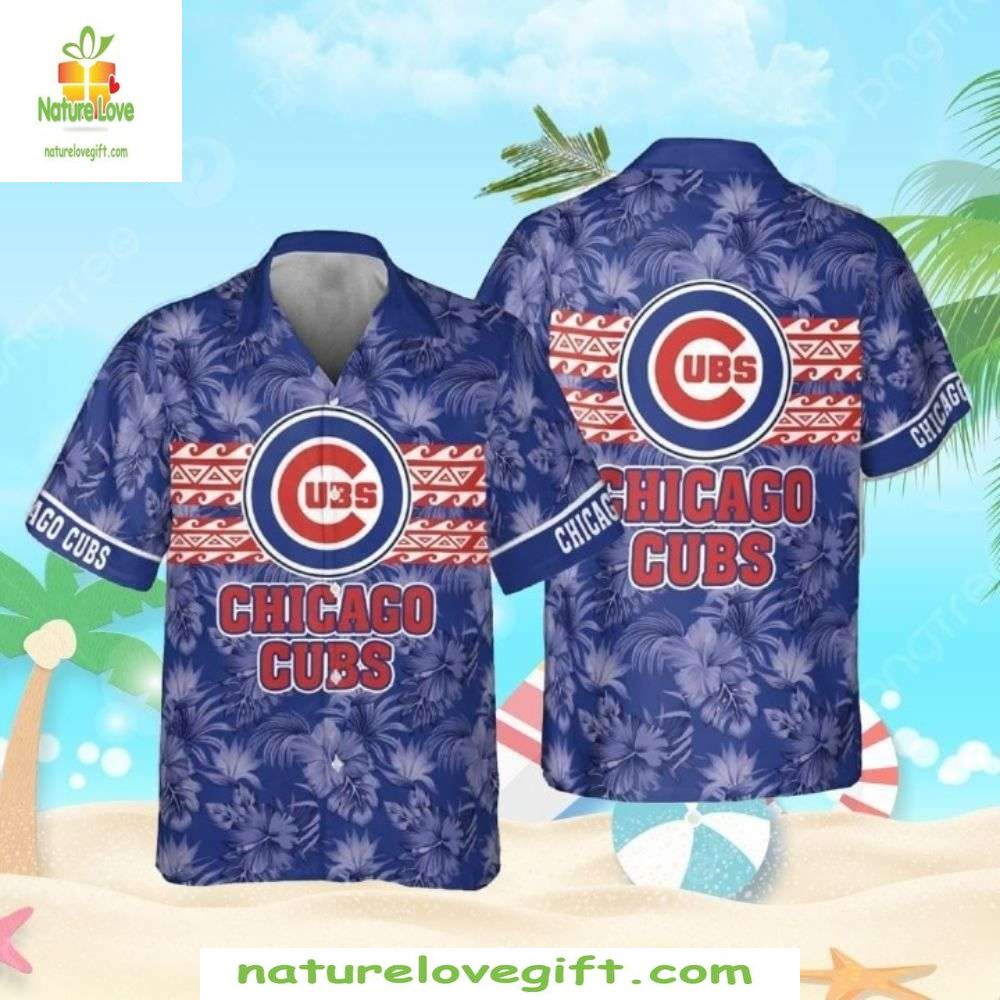 Chicago Cubs Hawaiian Pacific Blue Palms Stylish - Adult & Kids T-Shirts, Sweatshirts & Hoodies apparel design preview 1