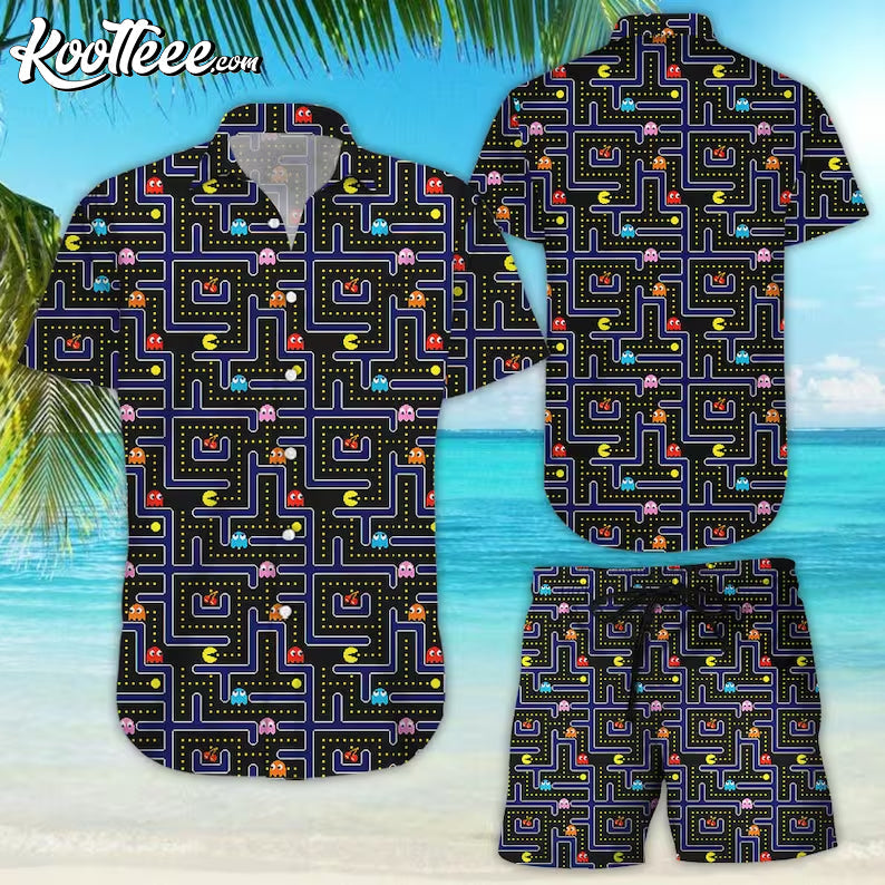 Pacman Hawaiian And Shorts #2 - Adult & Kids T-Shirts, Sweatshirts & Hoodies apparel design preview 1