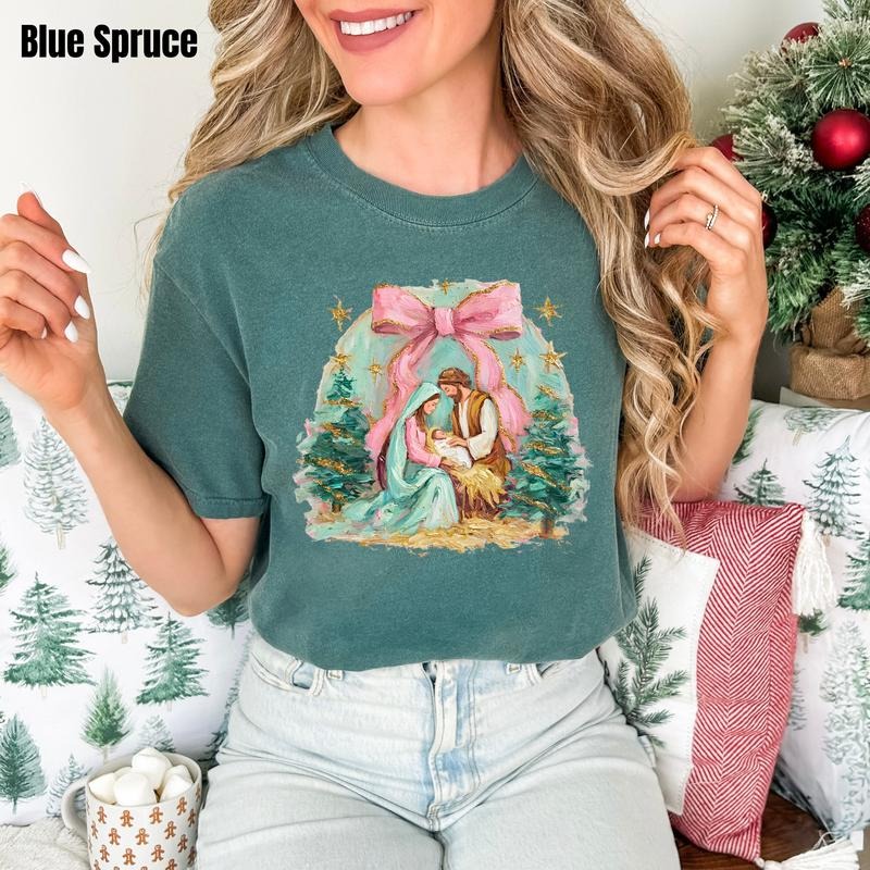 Painted Nativity Scene Comfort Colors 'NLB' - Adult & Kids T-Shirts, Sweatshirts & Hoodies apparel design preview 1
