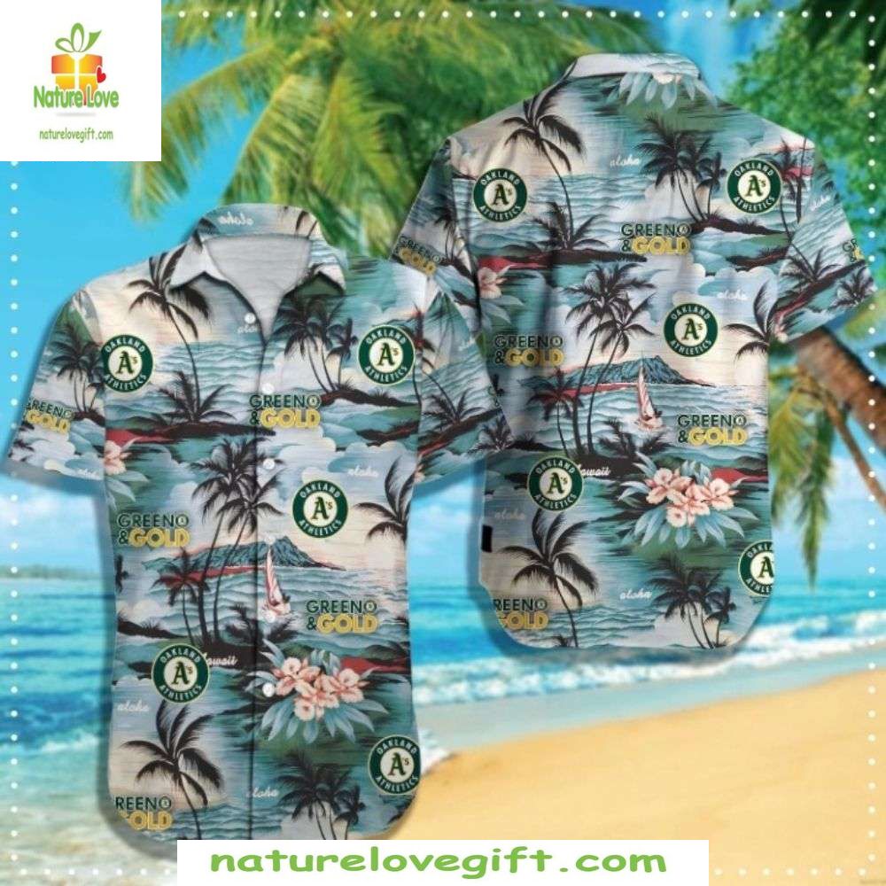Oakland Athletics Hawaiian Palm Breeze Tropical - Adult & Kids T-Shirts, Sweatshirts & Hoodies apparel design preview 1