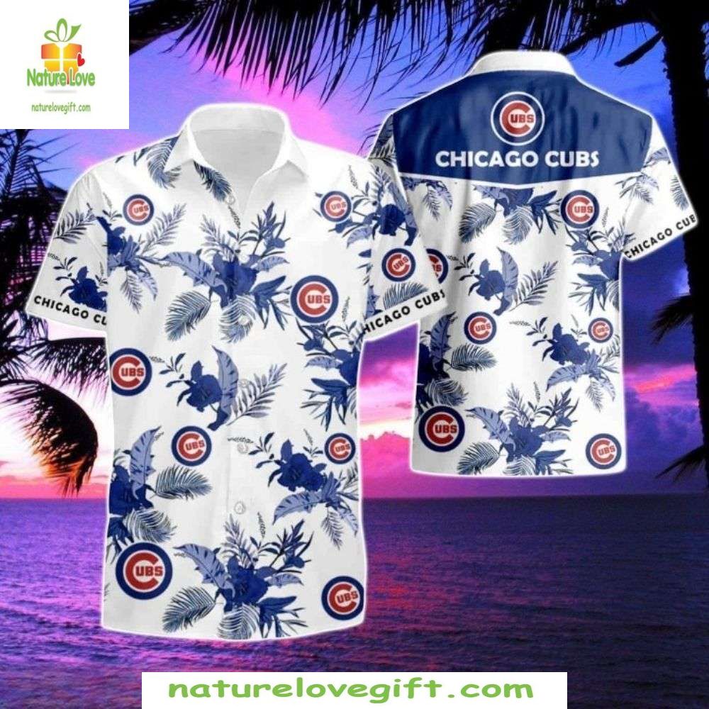 Chicago Cubs Hawaiian Palm Sunset Logo Stylish - Adult & Kids T-Shirts, Sweatshirts & Hoodies apparel design preview 1