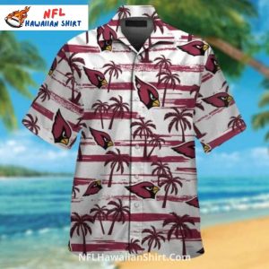 Palm Tree Arizona Cardinals White Striped Hawaiian - Adult & Kids T-Shirts, Sweatshirts & Hoodies apparel design preview 1
