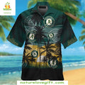 Oakland A's Hawaiian Palm Trees Sunset Aloha Baseball - Adult & Kids T-Shirts, Sweatshirts & Hoodies apparel design preview 1