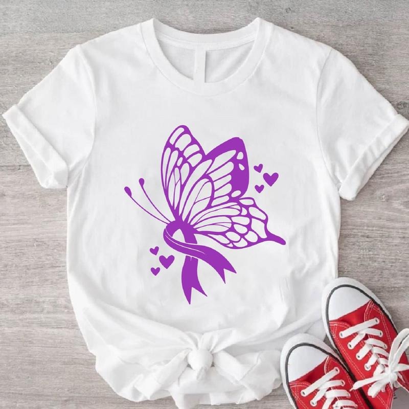 Pancreatic Cancer Awareness Purple Ribbon Butterfly - Adult & Kids T-Shirts, Sweatshirts & Hoodies apparel design preview 1