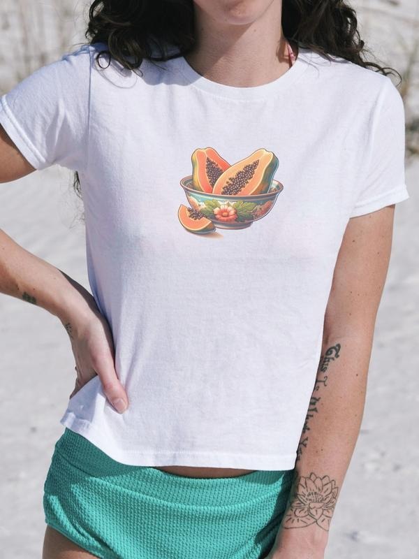 Papaya Bowl Baby Coconut Girl Vintage Fruit 90s Y2k - Adult & Kids T-Shirts, Sweatshirts & Hoodies apparel design preview 1