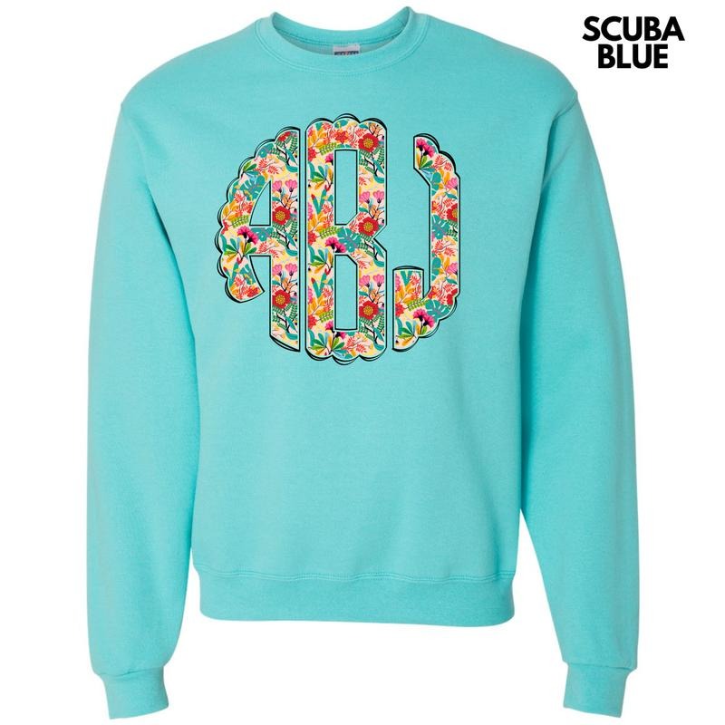 Paradise Floral Monogram 'NLB' - Adult & Kids T-Shirts, Sweatshirts & Hoodies apparel design preview 1